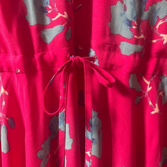 Maje NWT Rushia Pink and Blue Floral Handkerchief Hem Dress Size Large - Picture 9 of 16